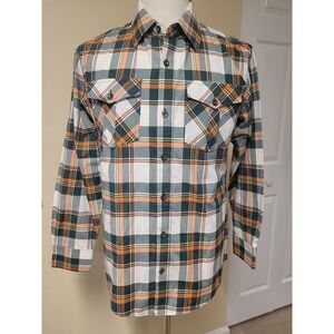 Ablanche NY Unique Plaid Shades of Green/Orange Preppy Thick Mens Shirt Size M